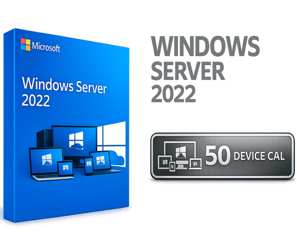 Calha de acesso remoto Windows Server 2025 RDS para 50 utilizadores.
